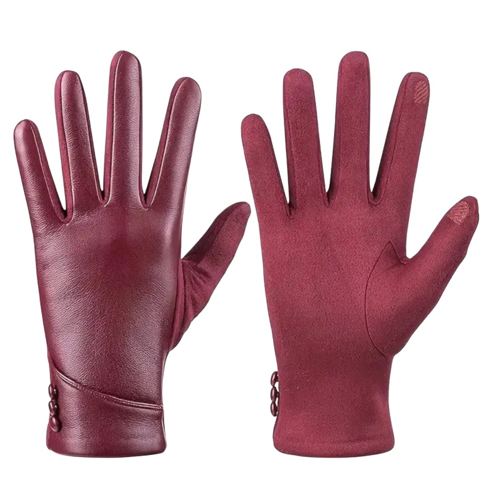 Burgundy 😍🥰 Faux Leather Gloves